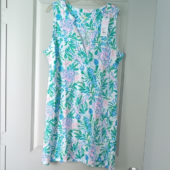 Floral Sleeveless Dress - Green and Blue - Picture 3 of 4